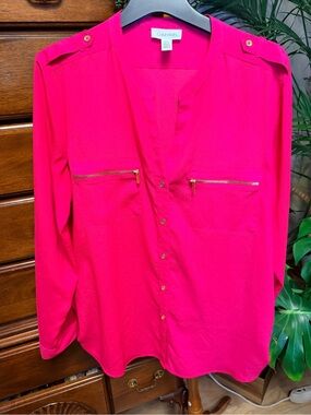 Calvin Klein Bright Fuchsia Button Blouse